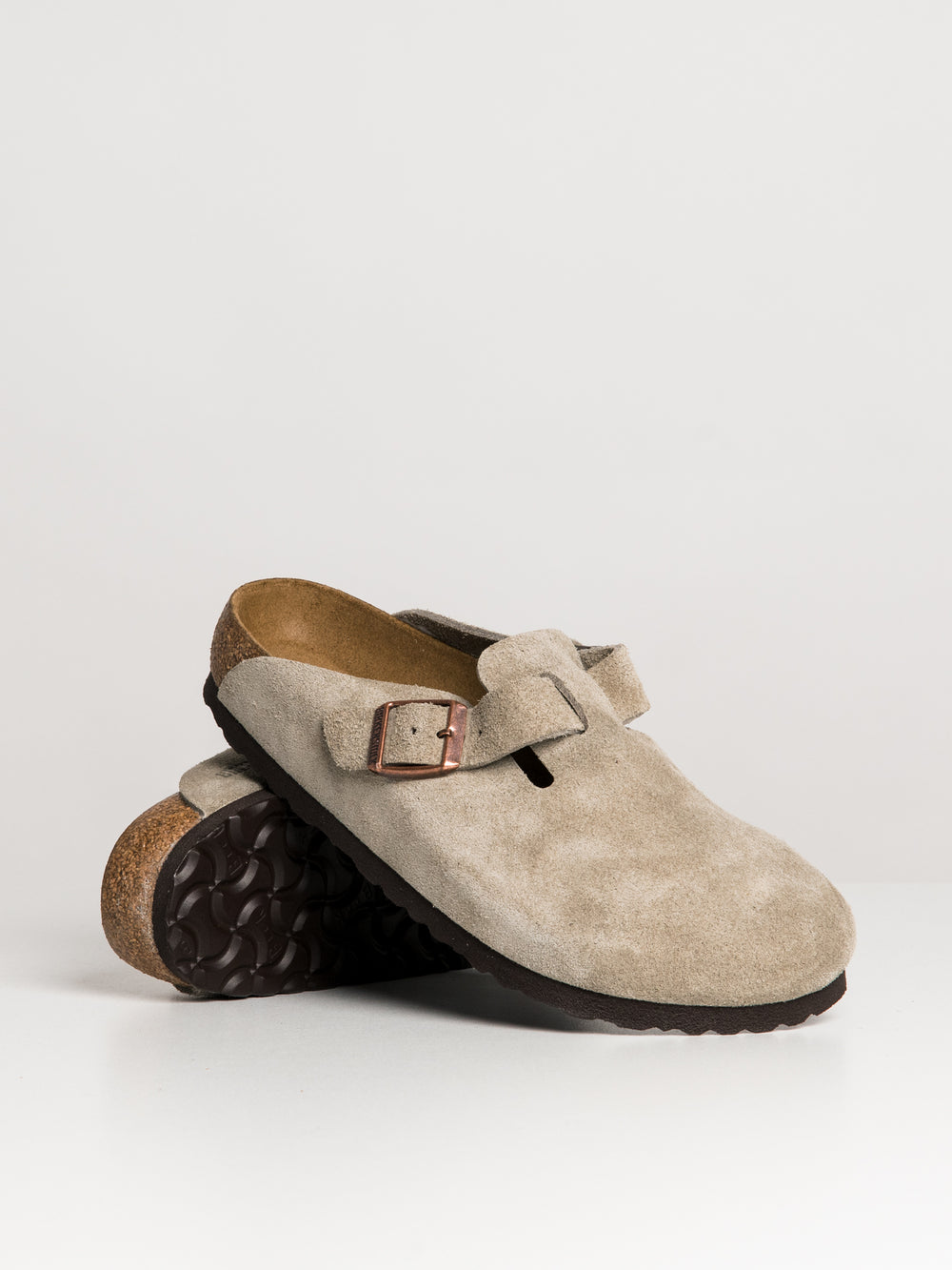 WOMENS BIRKENSTOCK BOSTON SOFT FOOTBED REGULAR CLOGS - TAUPE