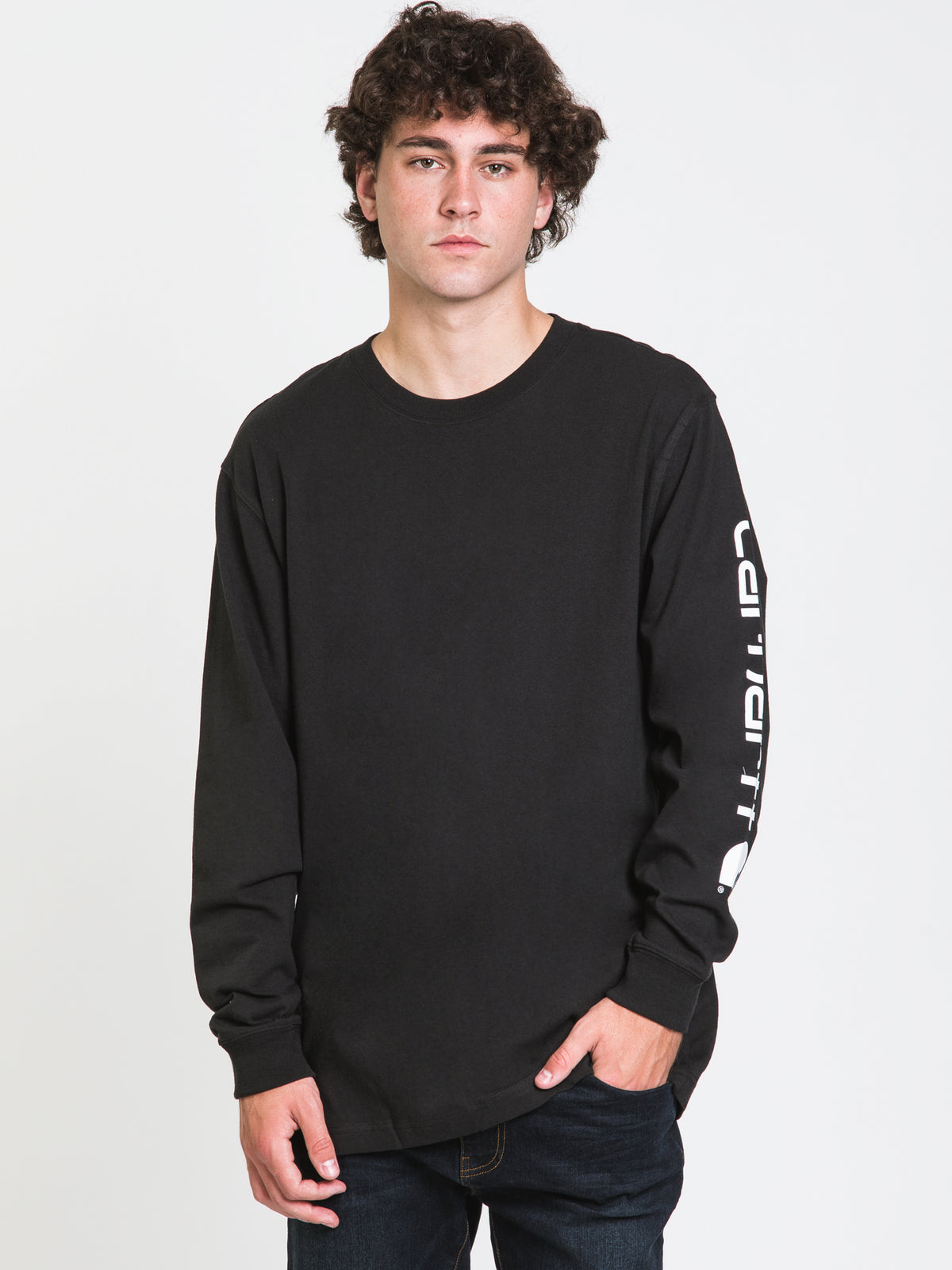 ★送料無料★SIGNATURE SLEEVE LOGO T-SHIRTS K231-BLK Carhartt Signature Sleeve Logo Long-Sleeve T-Shirt - Black