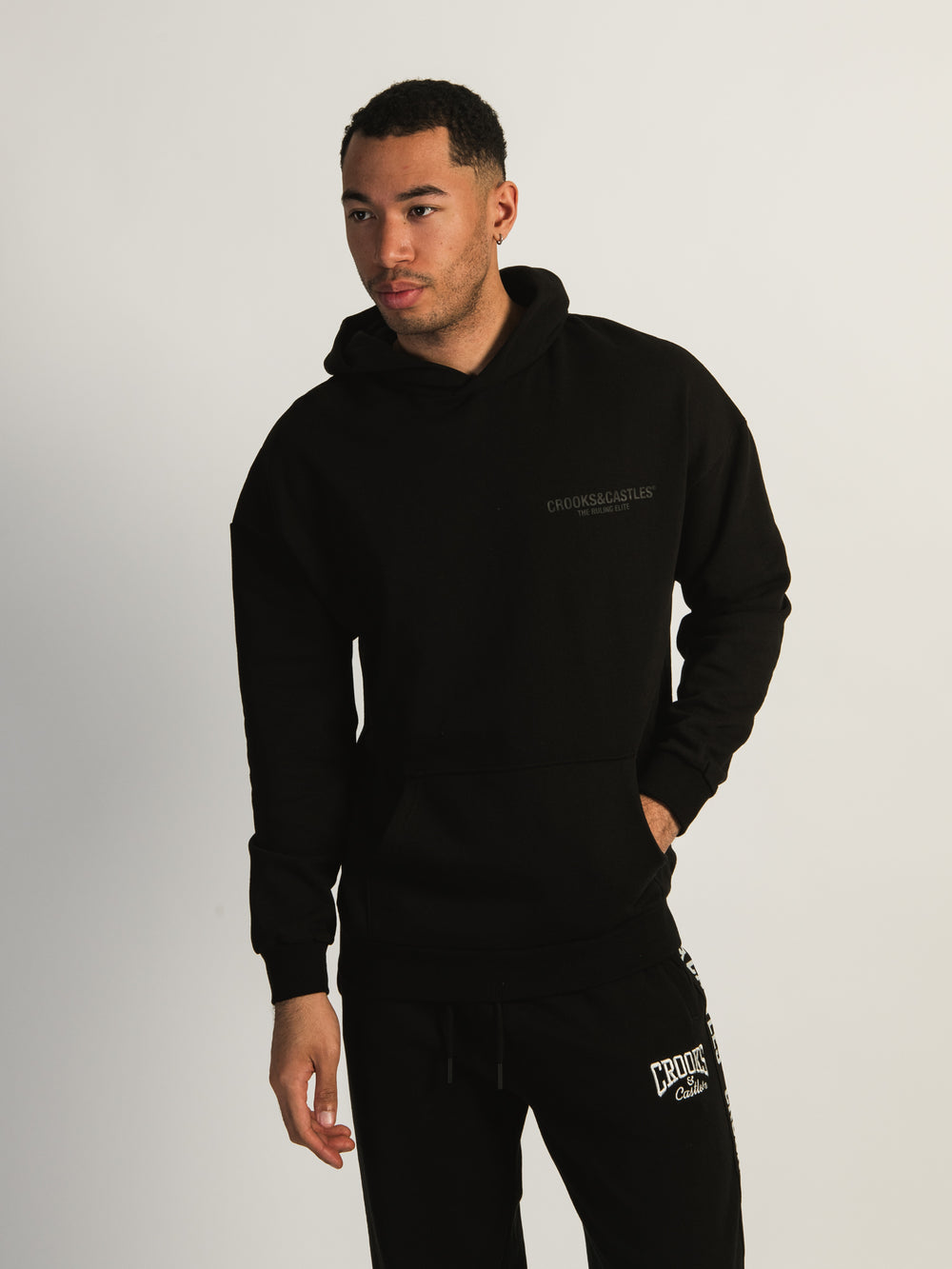CROOKS & CASTLES DROP RUBBER PATCH PULLOVER HOODIE