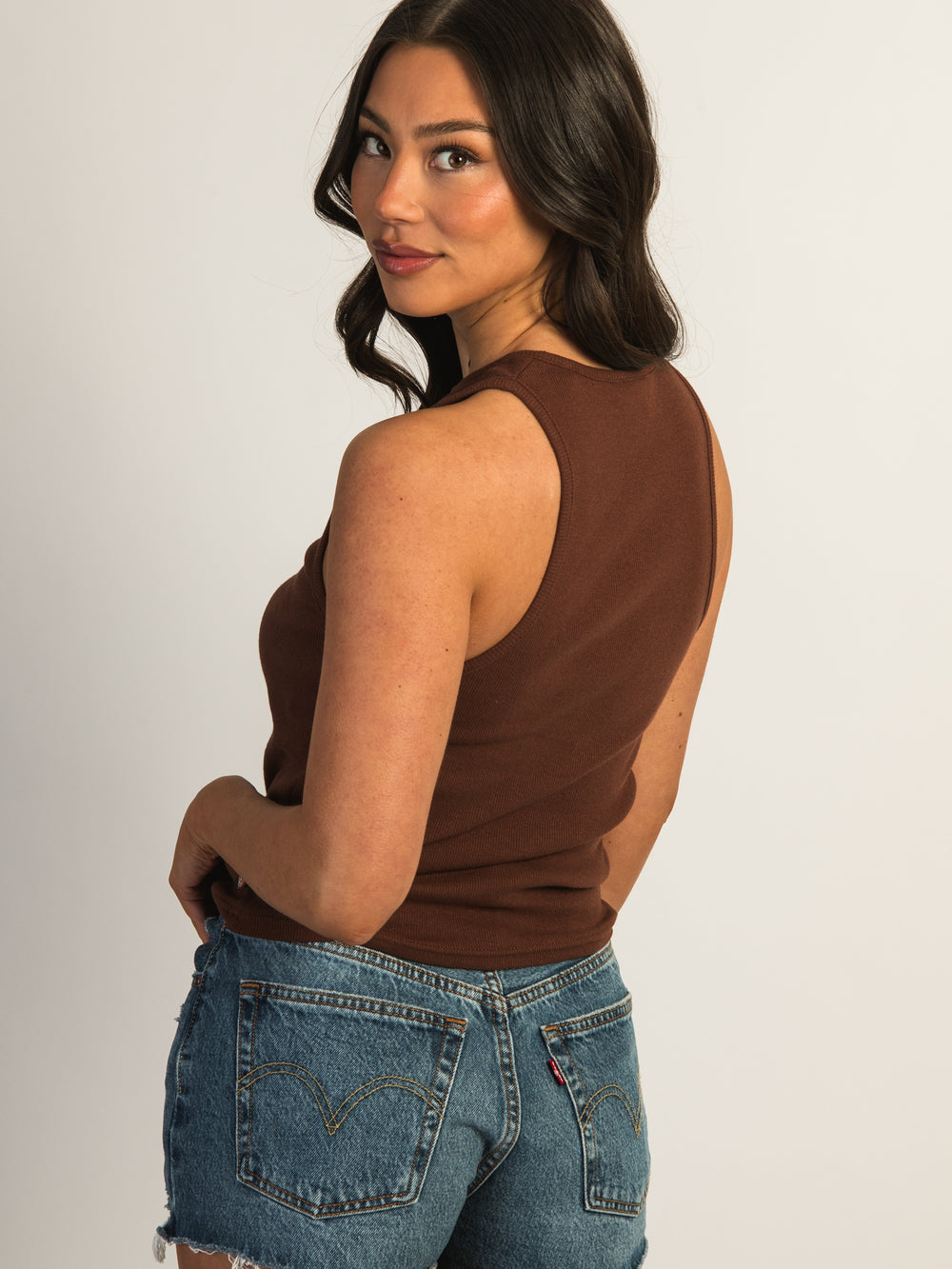 DICKIES V-NECK TANK TOP - CAPPUCCINO