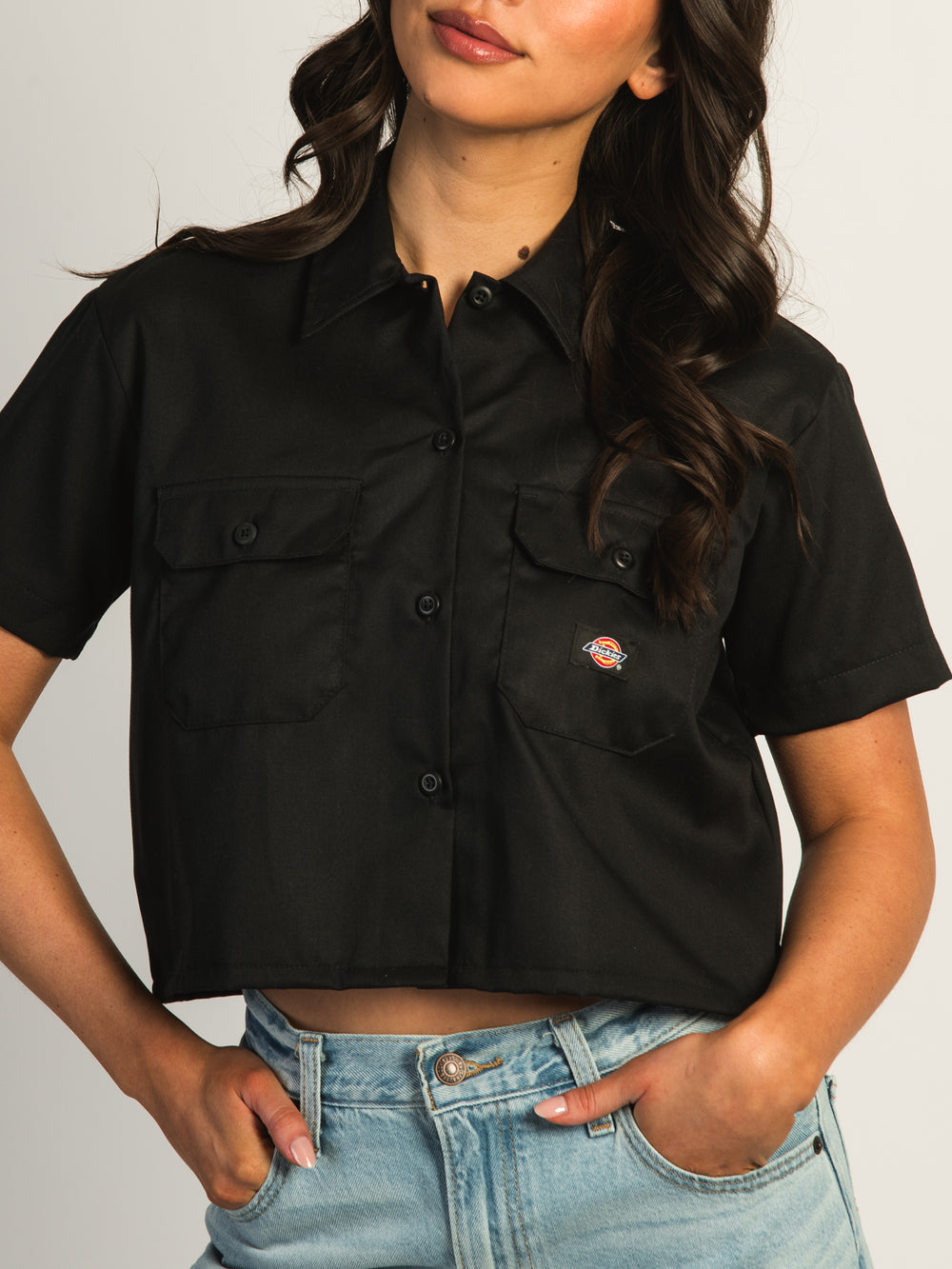 DICKIES CROP WORKSHIRT - BLACK