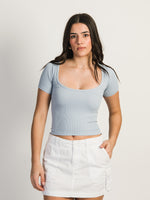 HARLOW SQUARE NECK SEAMLESS TEE - BABY BLUE