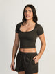 HARLOW SQUARE NECK SEAMLESS TEE - CHARCOAL