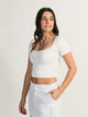 HARLOW SQUARE NECK SEAMLESS TEE - WHITE HARLOW - Boathouse USA