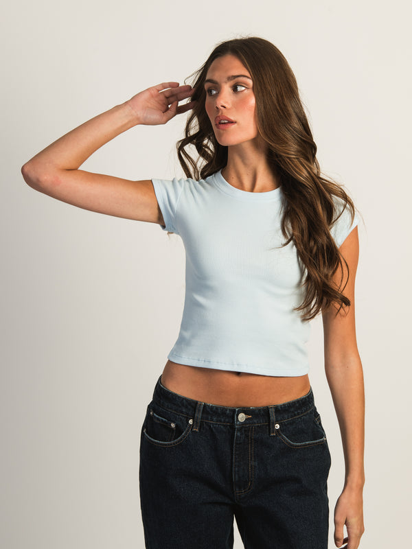 HARLOW ESSENTIAL RIBBED BABY TEE - BLUE