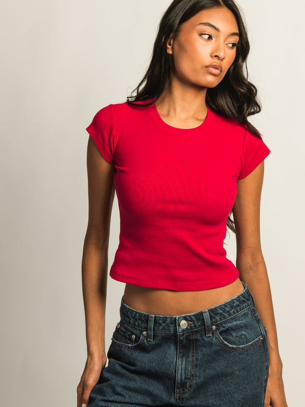 HARLOW ESSENTIAL RIBBED BABY TEE - PORT