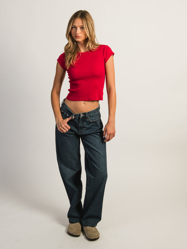 HARLOW ESSENTIAL RIBBED BABY TEE - PORT