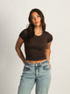 HARLOW RIBBED SEAMLESS TEE - CHOCOLATE HARLOW - Boathouse USA