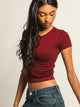 HARLOW RIBBED SEAMLESS TEE - BURGUNDY HARLOW - Boathouse USA