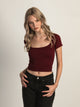 HARLOW SQUARENECK SEAMLESS TEE - BURGUNDY HARLOW - Boathouse USA