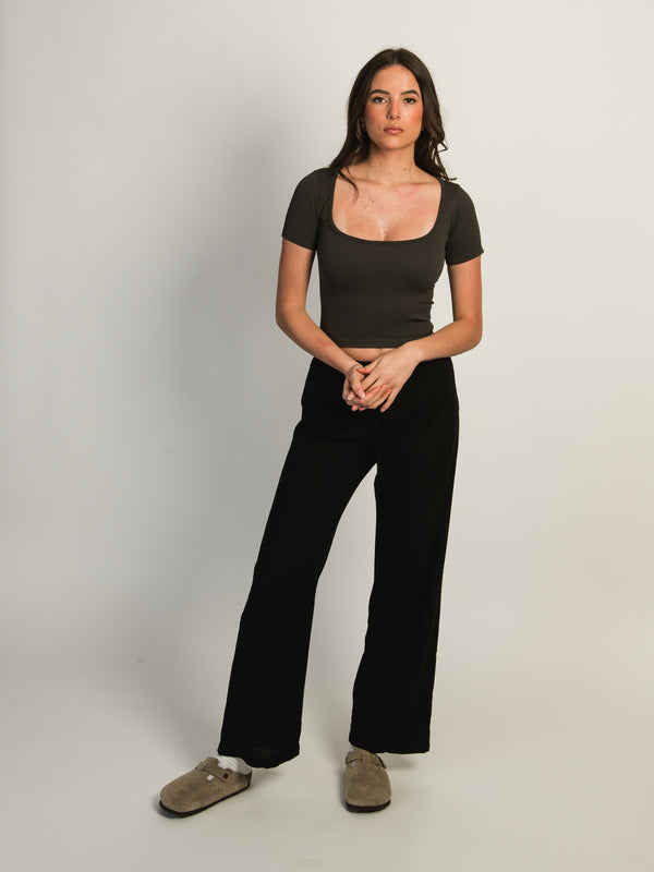 HARLOW SQUARENECK SEAMLESS TEE - CHARCOAL
