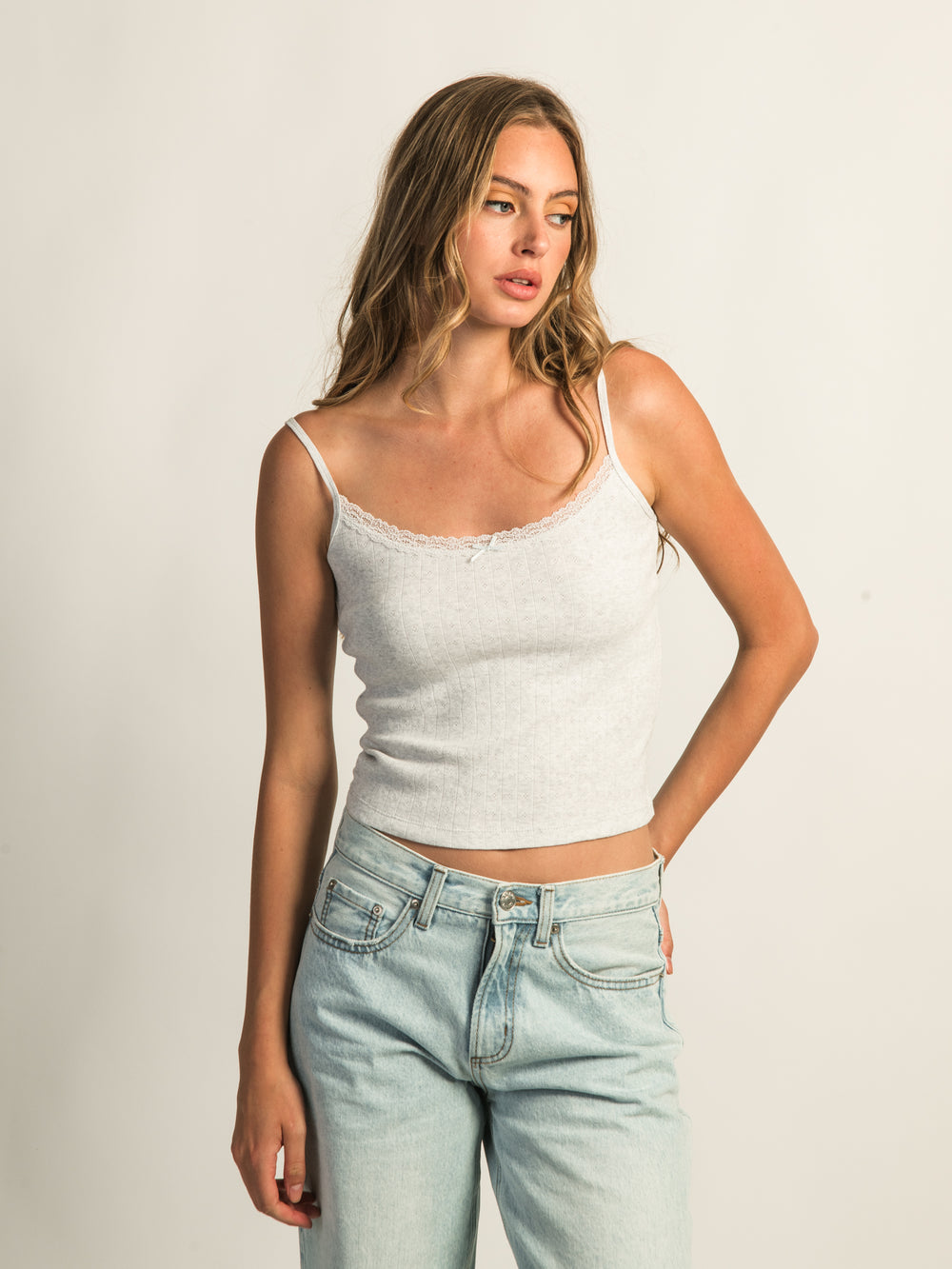HARLOW MALLORY MELANGE TANK TOP - CLOUD