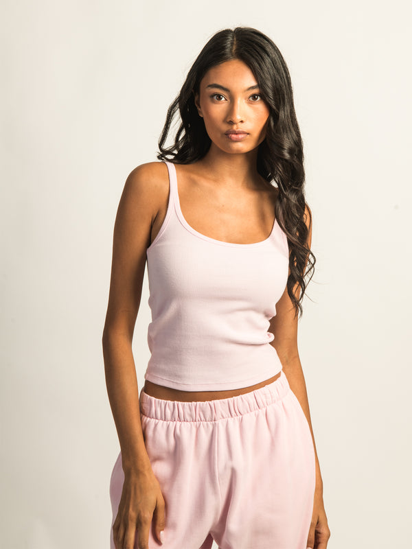 HARLOW ESSENTIAL RIBBED TANK TOP - LIGHT PINK