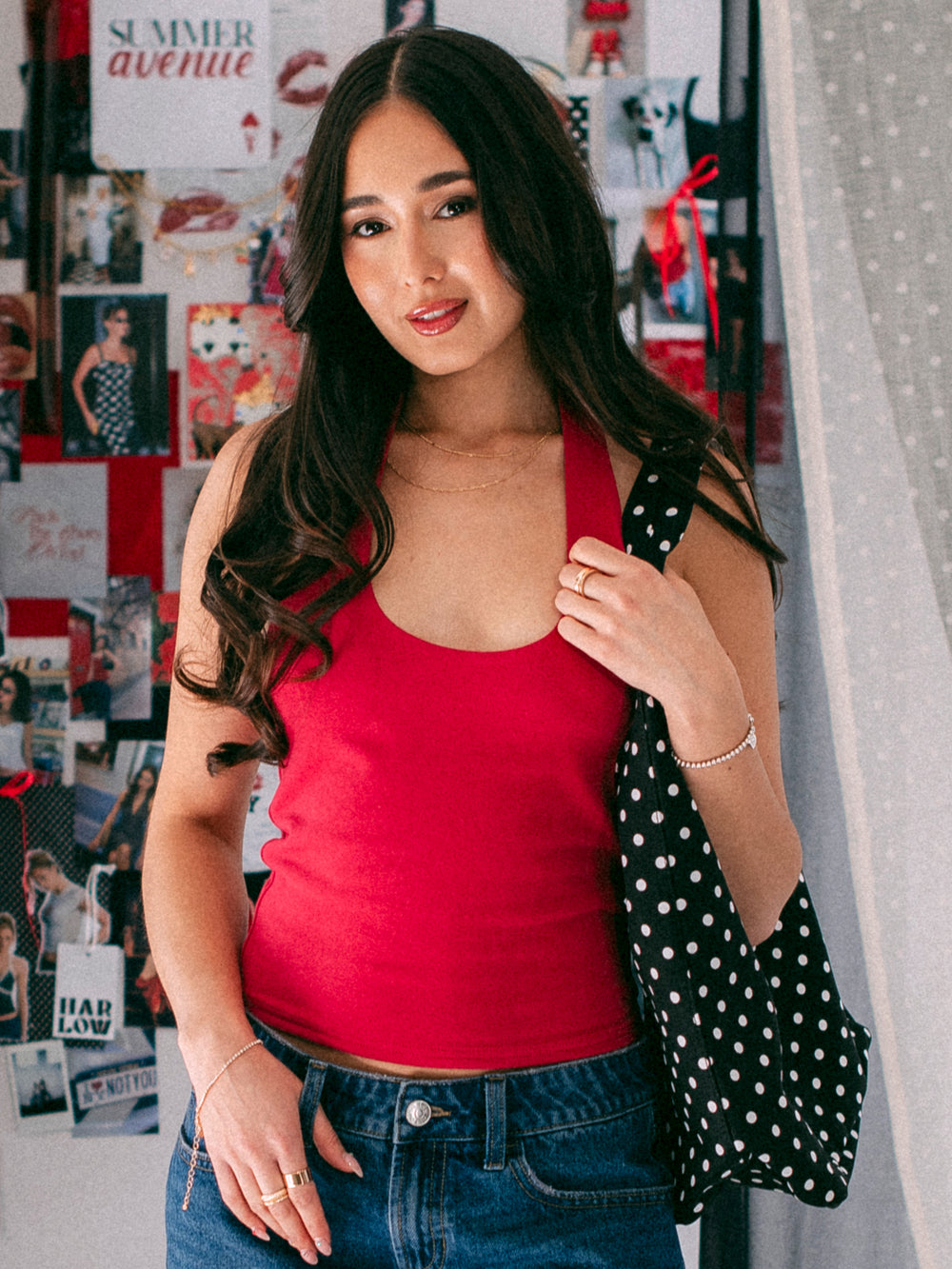 HARLOW DANI HALTER TOP - RUBY