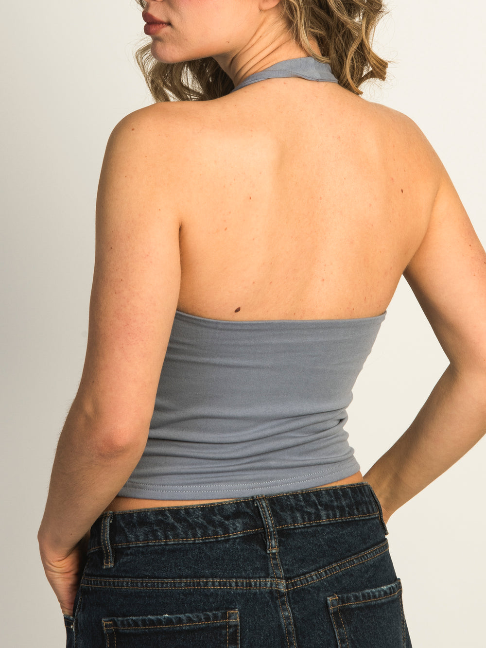HARLOW DANI HALTER TOP - DENIM BLUE