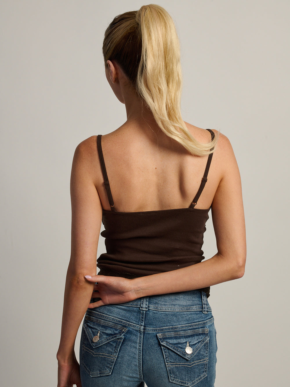 HARLOW LUNA LACE TANK - BROWN