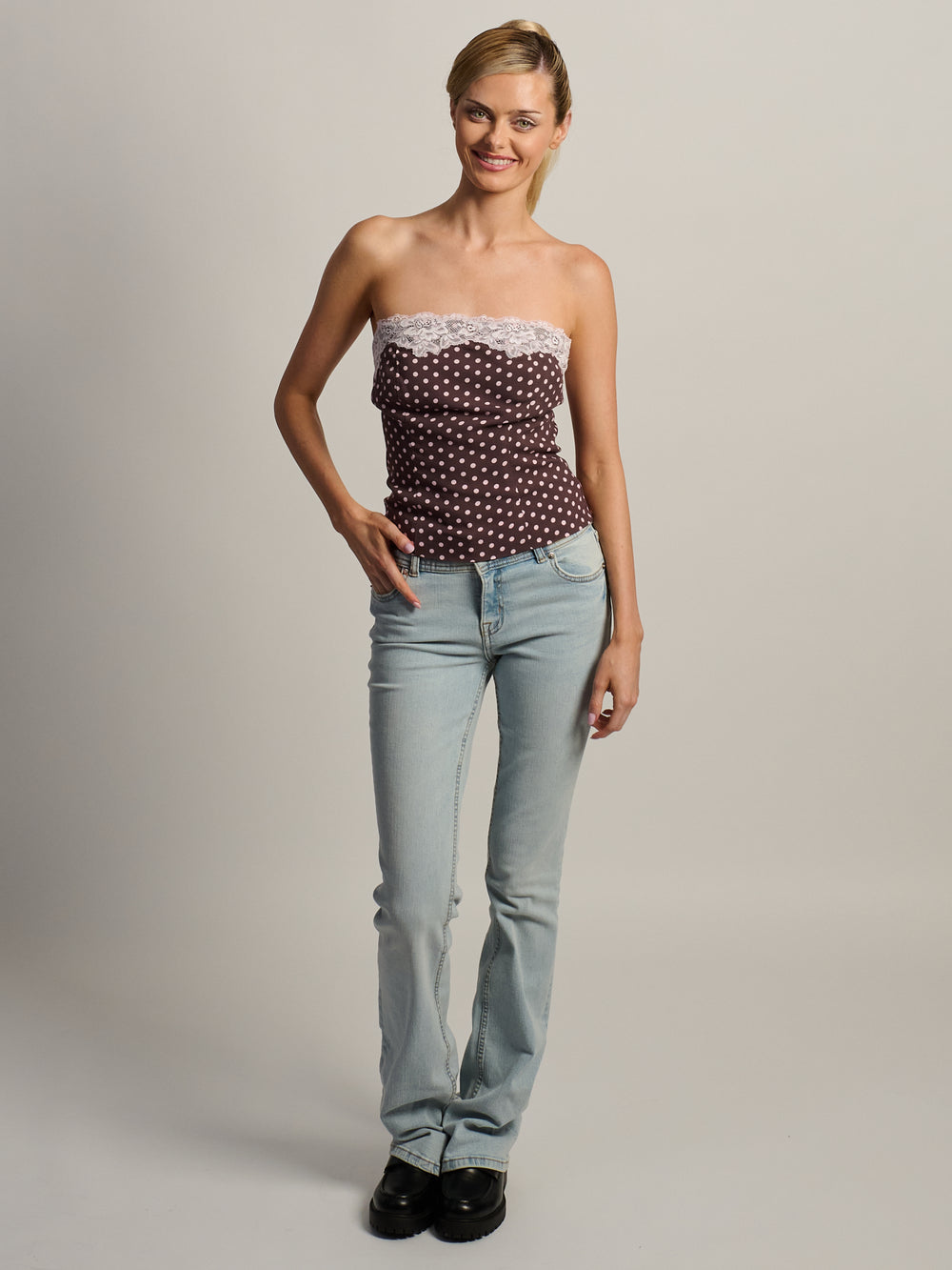 HARLOW VEGAS TUBE TOP - BROWN/PINK