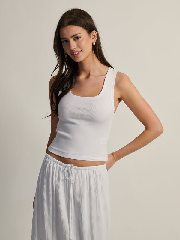 HARLOW ESSENTIAL SQUARENECK TANK - WHITE
