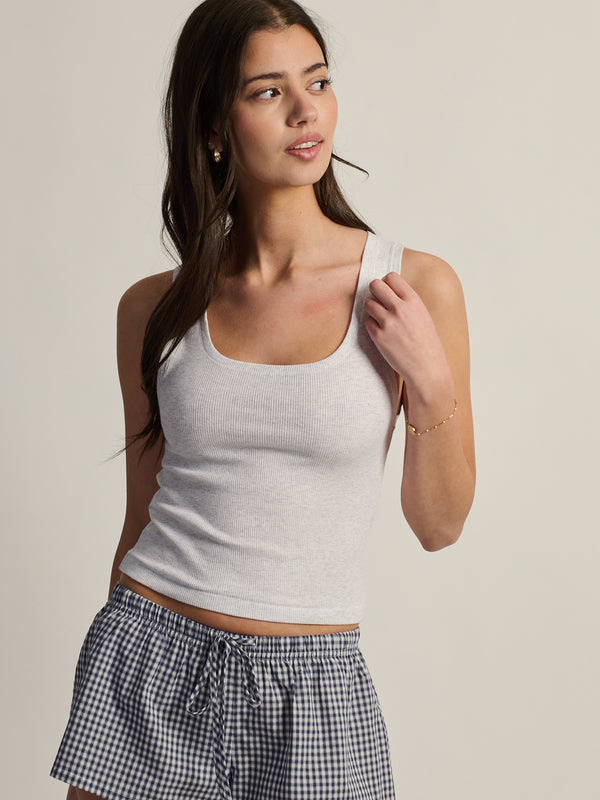 HARLOW ESSENTIAL SQUARENECK TANK - CLOUD