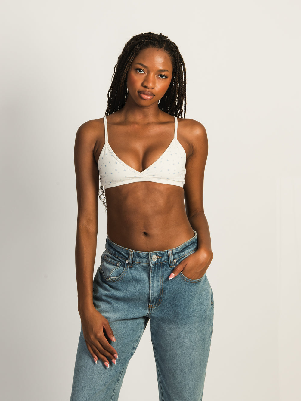 HARLOW CLASSIC DITSY TRIANGLE BRALETTE - OFF WHITE