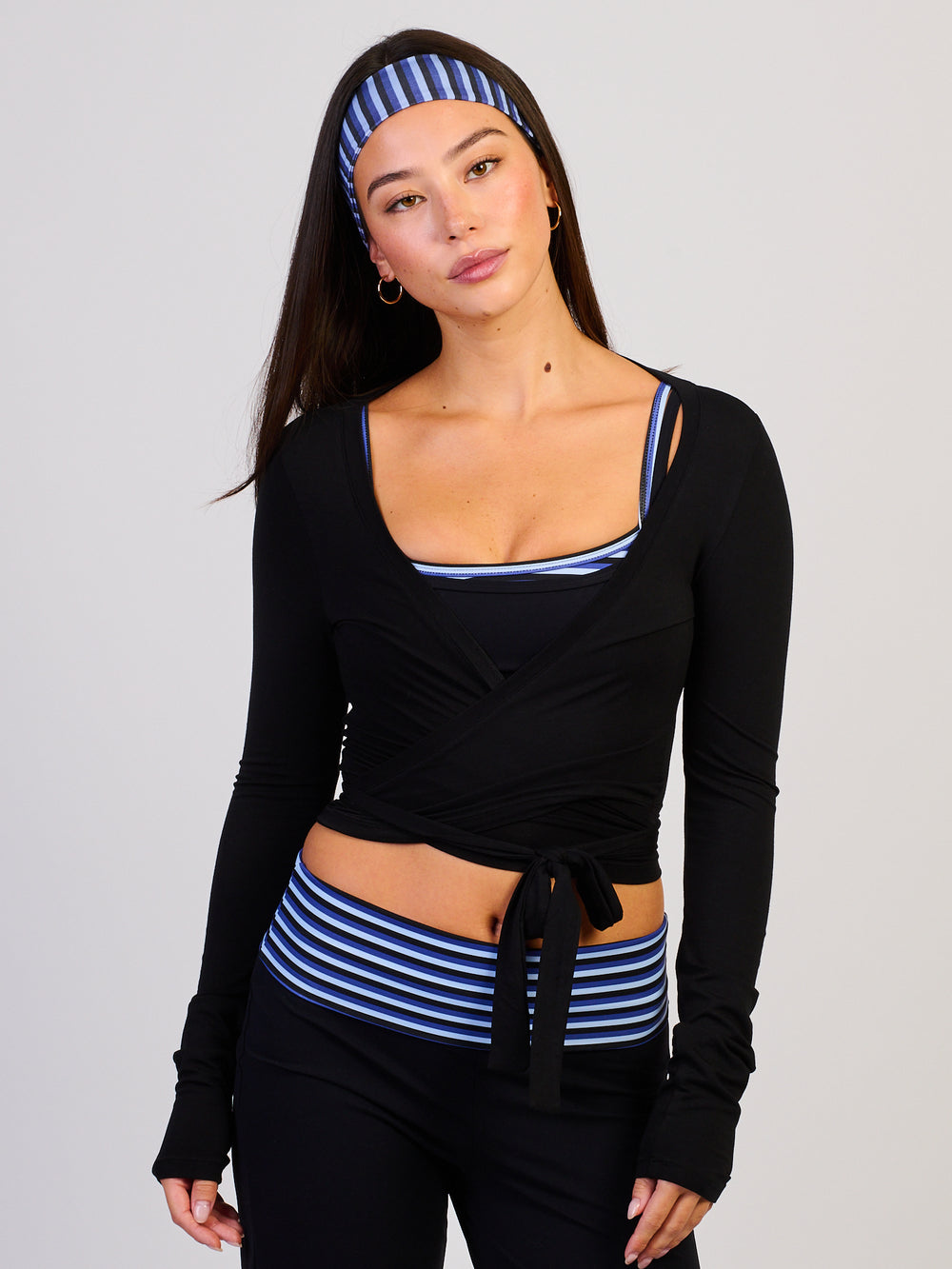 HARLOW SCULPT WRAP TOP - BLACK