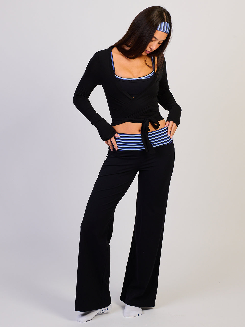 HARLOW SCULPT WRAP TOP - BLACK