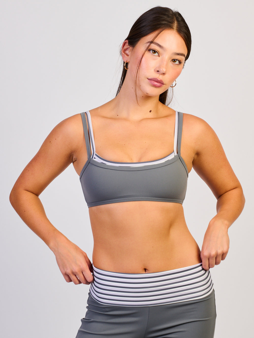 HARLOW SCULPT LAYERED BRA - CHARCOAL