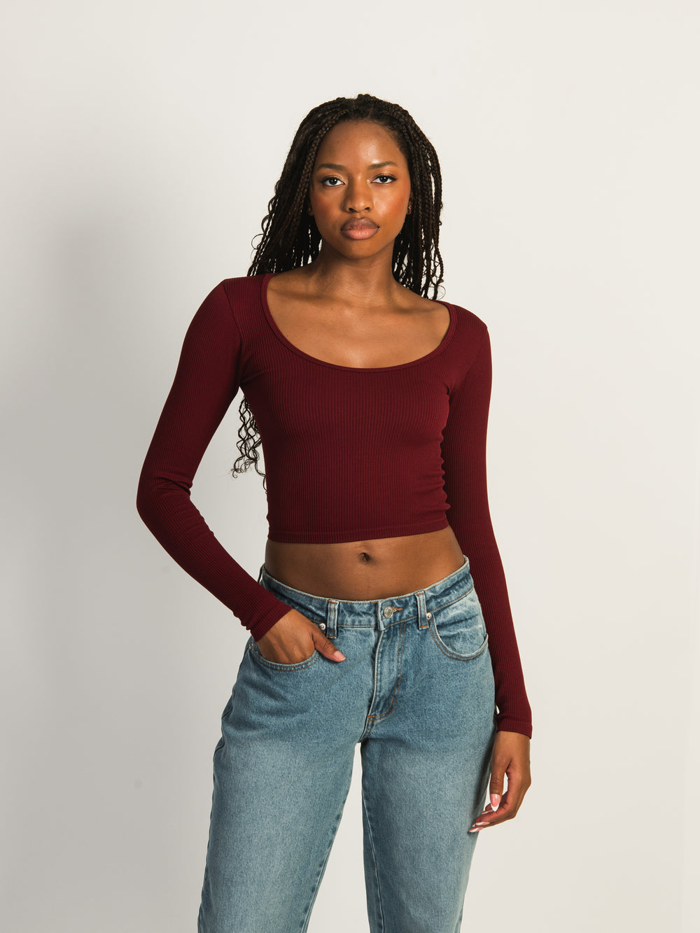 HARLOW SEAMLESS SQUARENECK LONG SLEEVE - BURGUNDY