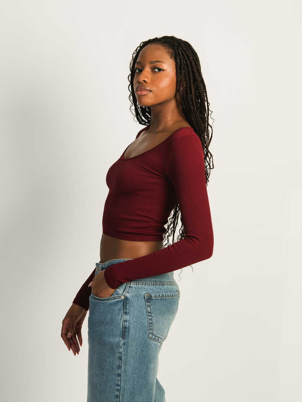 HARLOW SEAMLESS SQUARENECK LONG SLEEVE - BURGUNDY