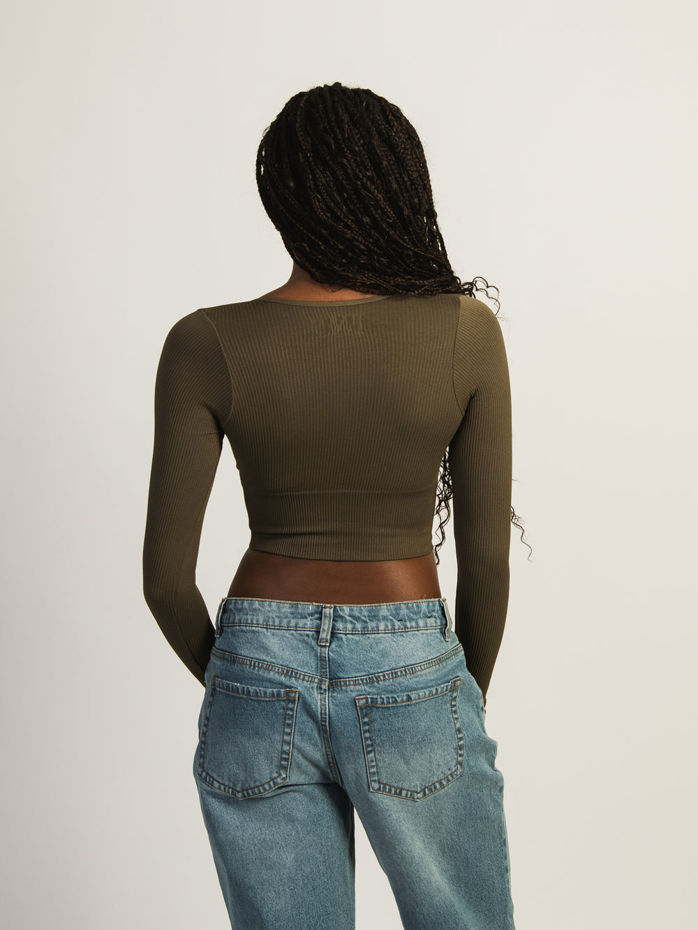 HARLOW TORI VNECK LONG SLEEVE - ARMY