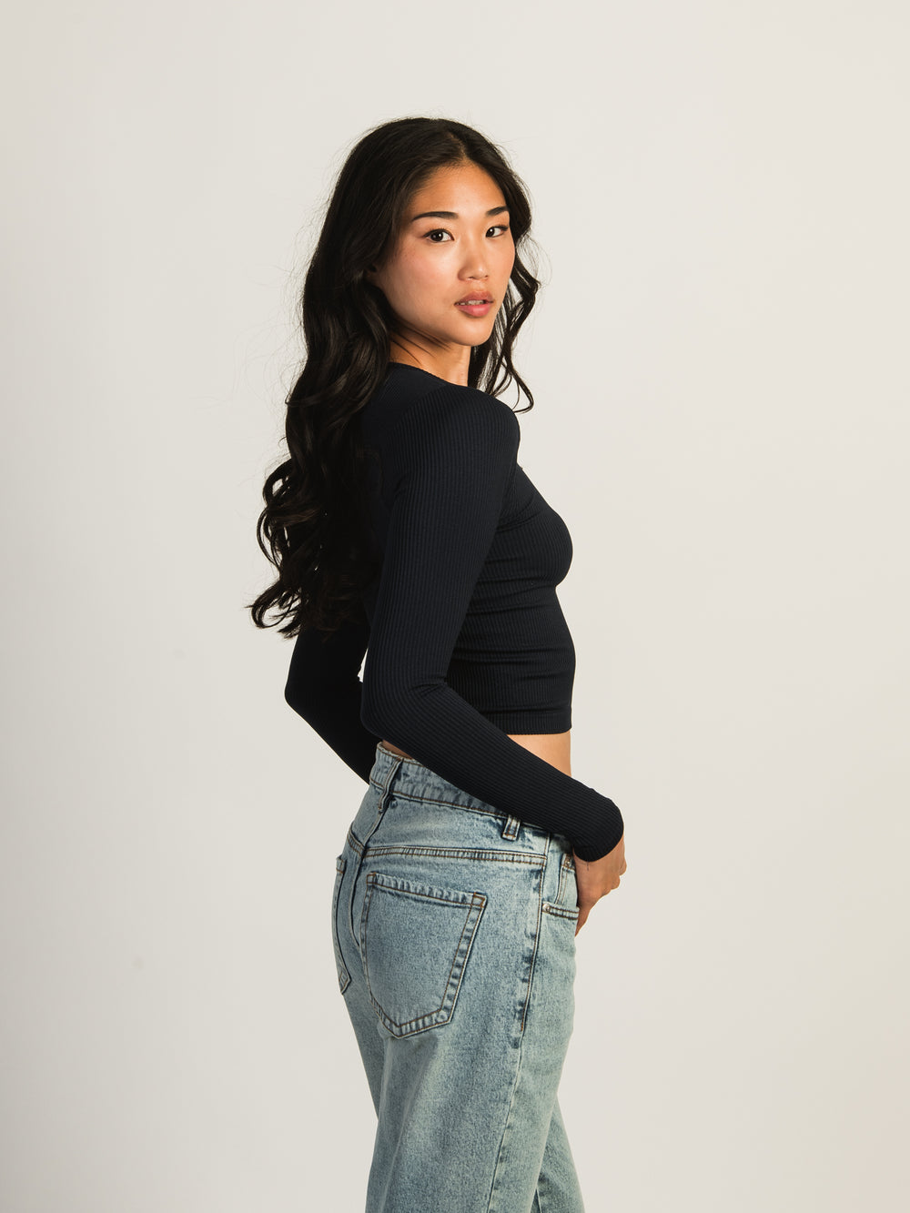 HARLOW HARPER NOTCH LONG SLEEVE - NAVY