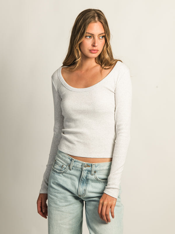 HARLOW ESSENTIAL LONG SLEEVE SCOOPNECK - CLOUD
