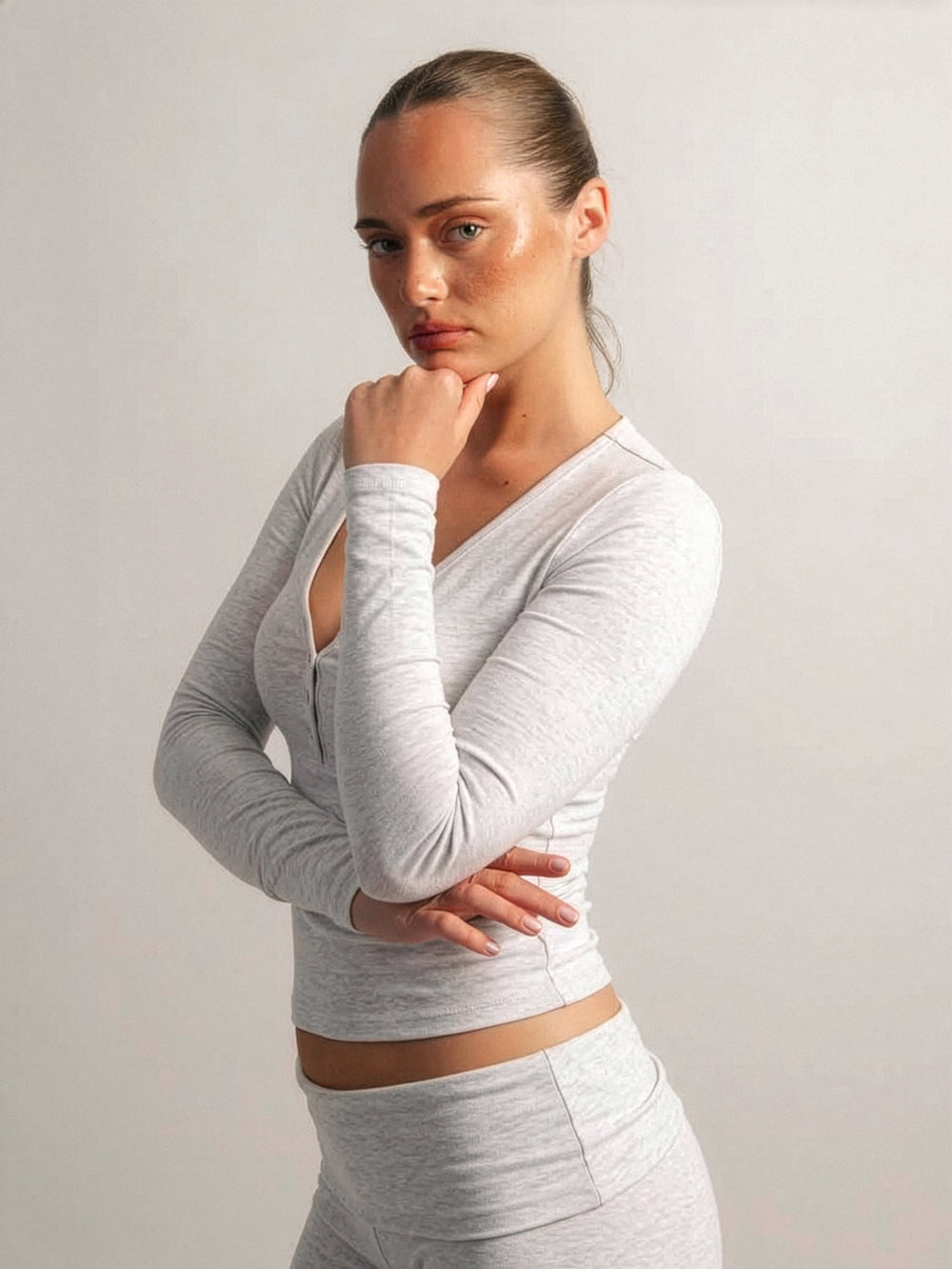 HARLOW GIA HENLEY LONG SLEEVE - MELANGE