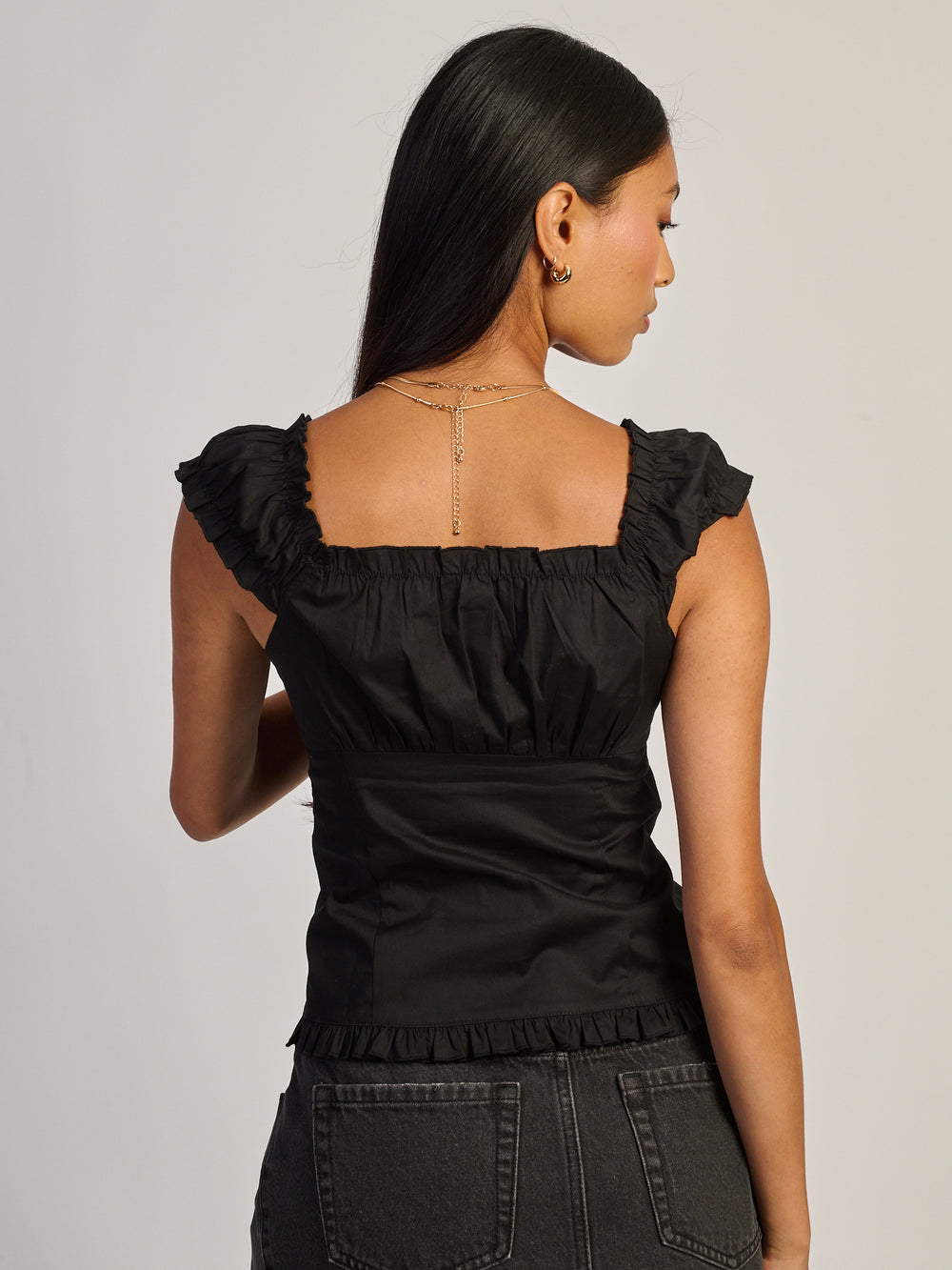 HARLOW EMILY TOP SHIRT - BLACK