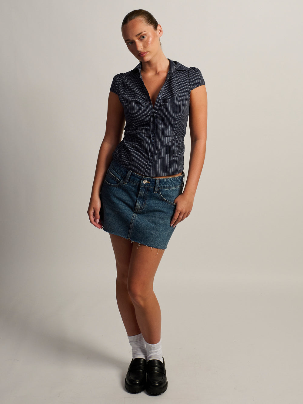 HARLOW MARGO BUTTON UP - NAVY
