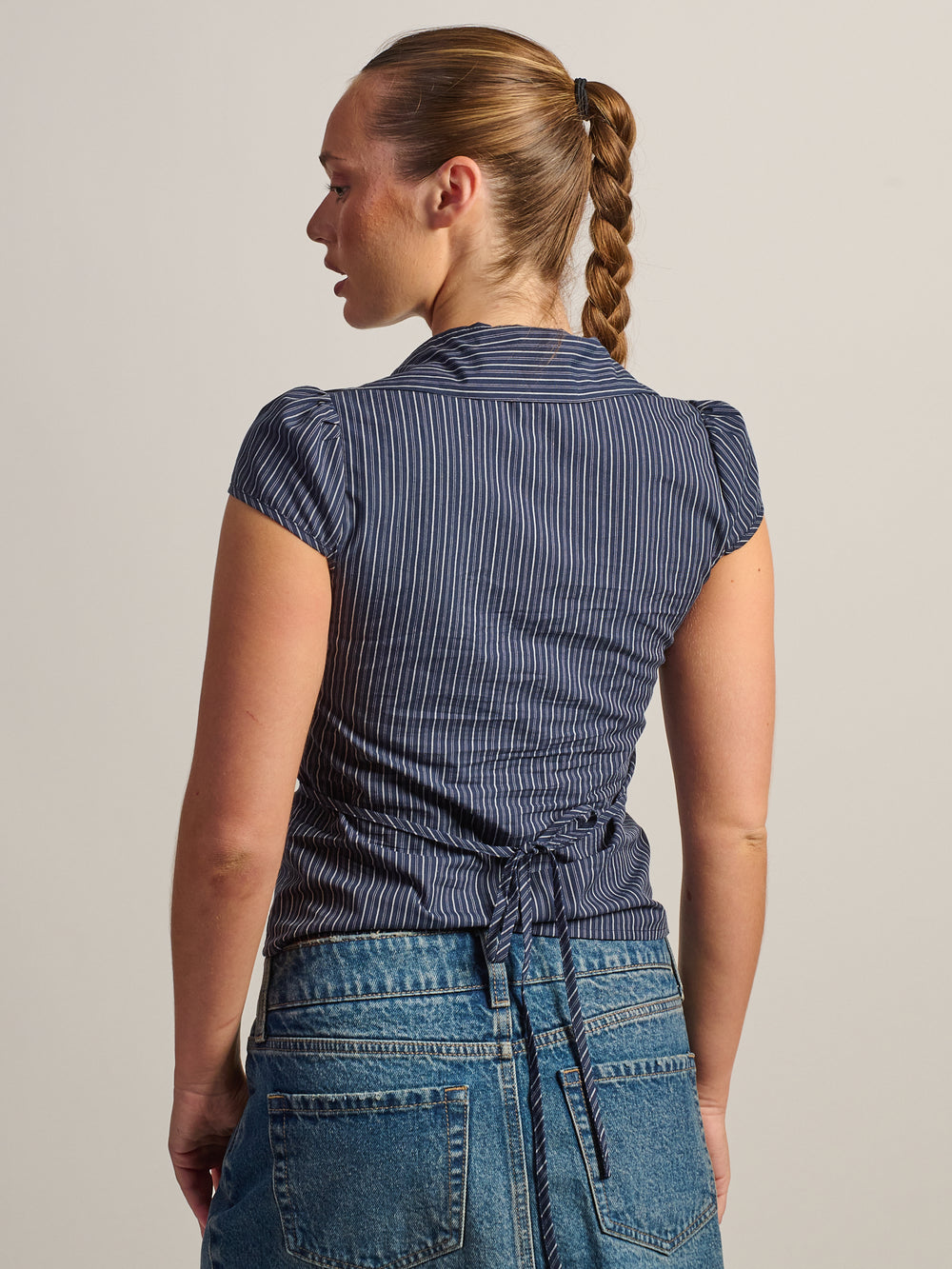 HARLOW MARGO BUTTON UP - NAVY
