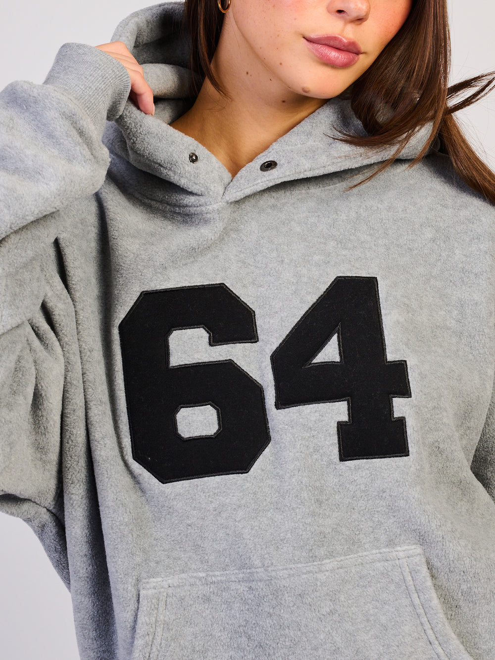 HARLOW TATE POLAR HOODIE - HEATHER GREY