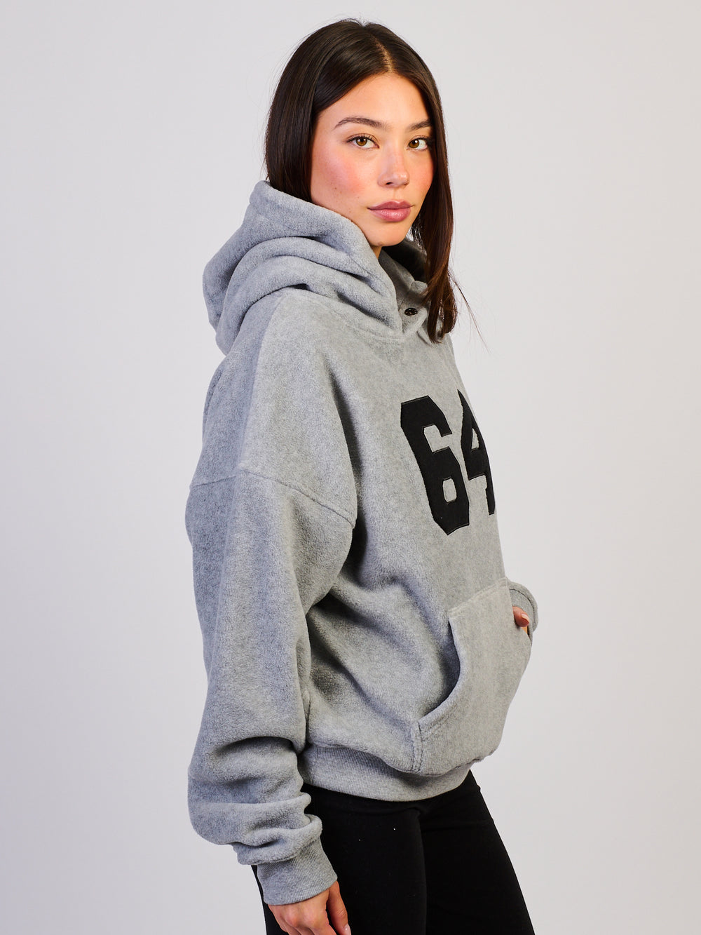 HARLOW TATE POLAR HOODIE - HEATHER GREY