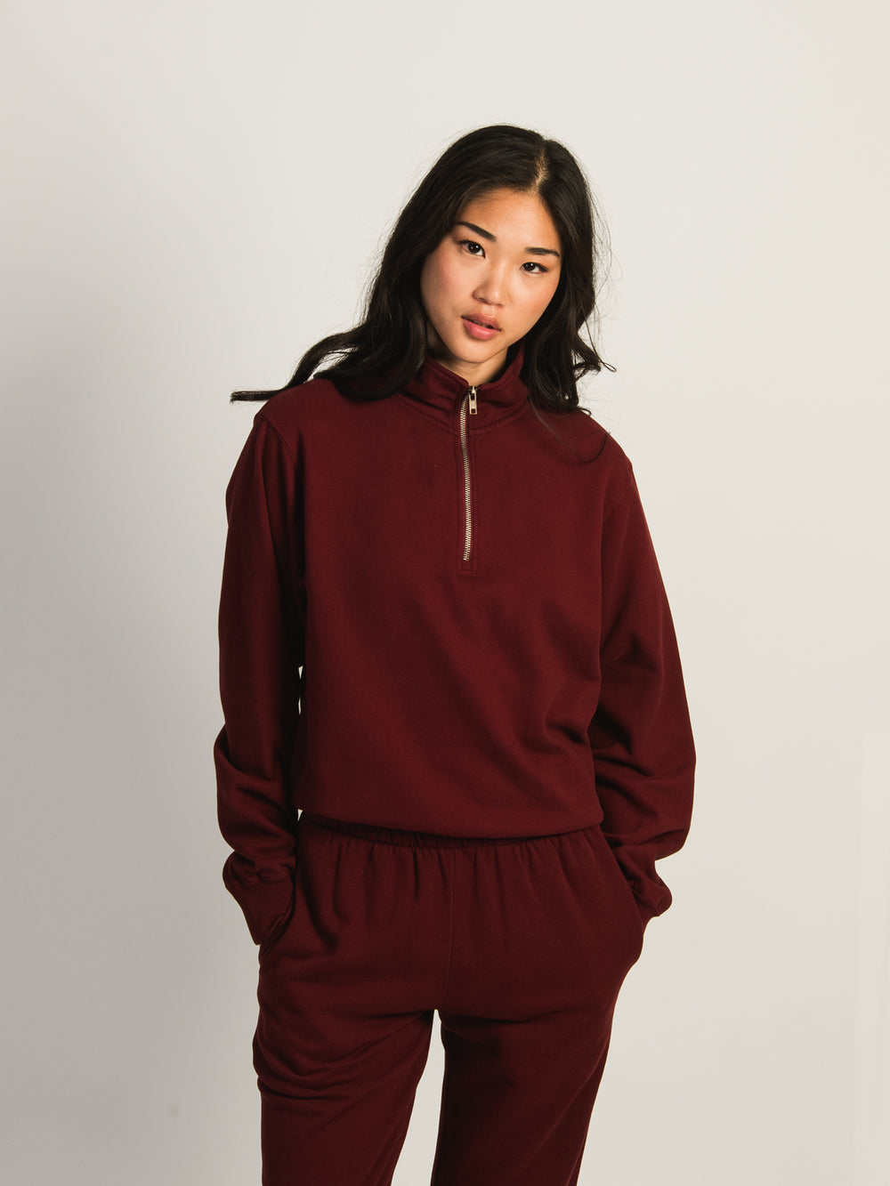 HARLOW QUINN QUARTER ZIP - BURGUNDY