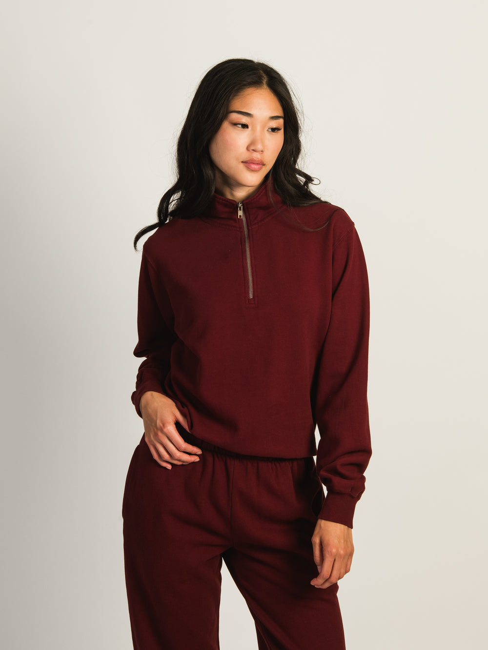 HARLOW QUINN QUARTER ZIP - BURGUNDY