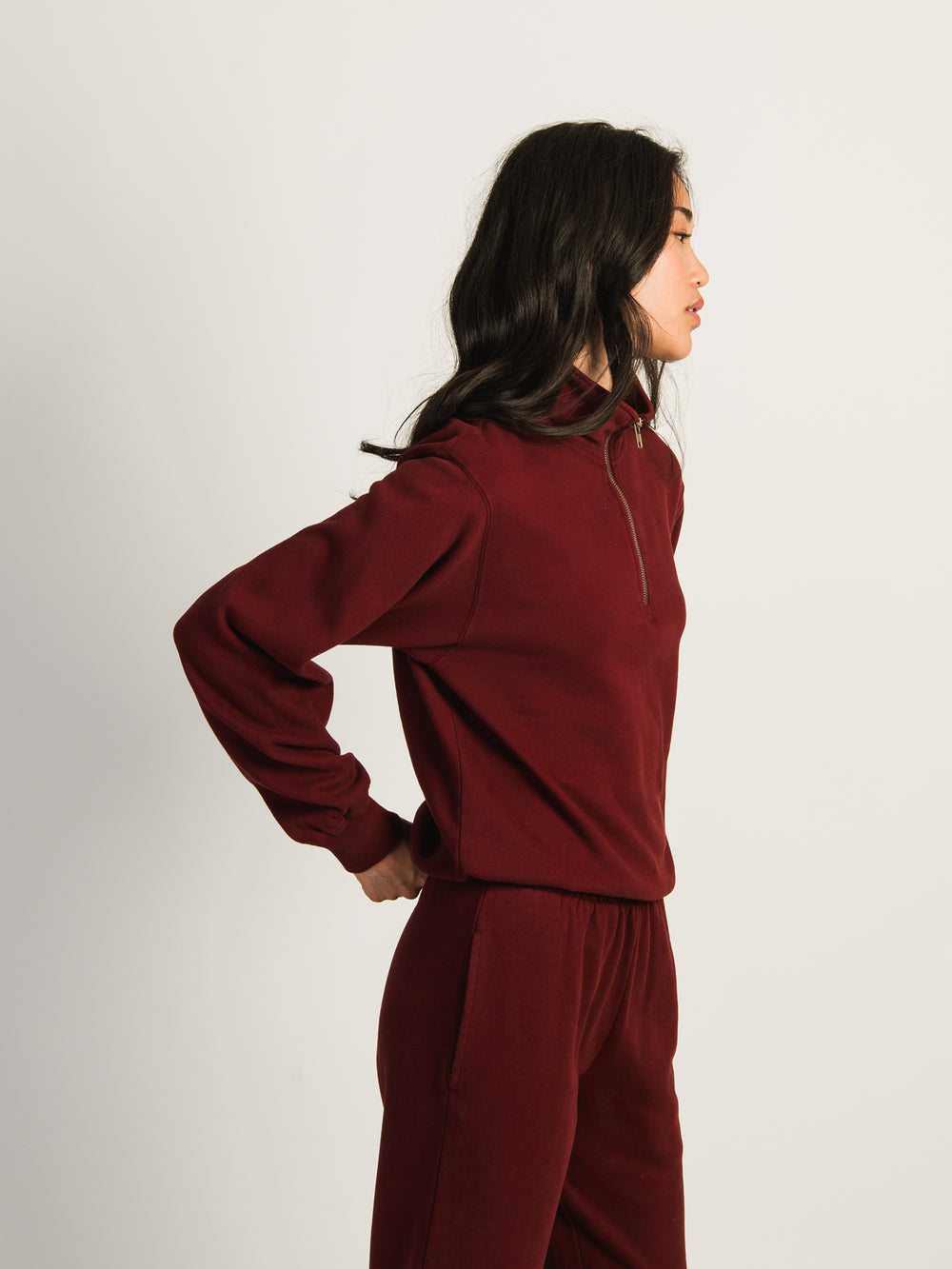 HARLOW QUINN QUARTER ZIP - BURGUNDY