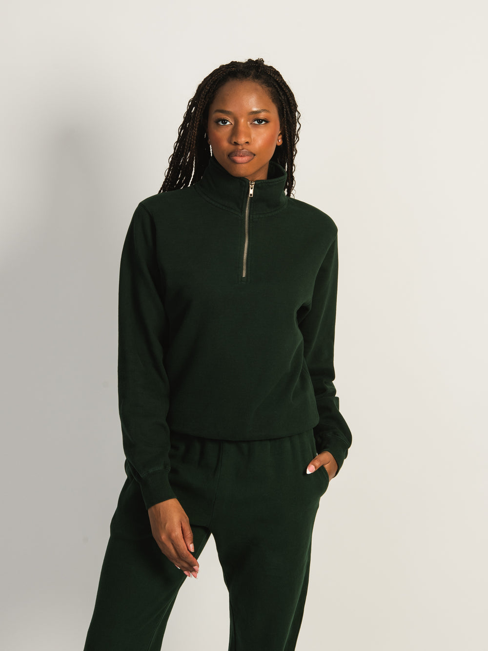 HARLOW QUINN QUARTER ZIP - FOREST