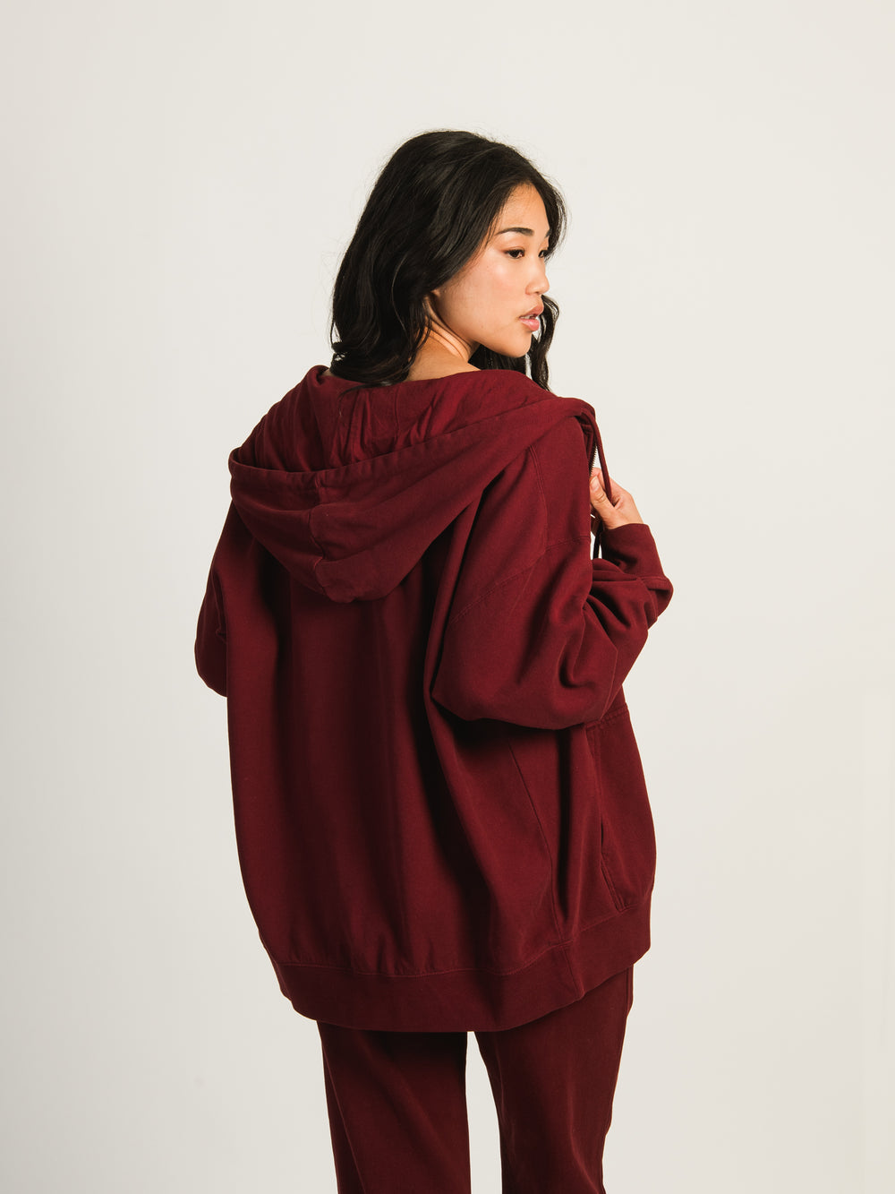 HARLOW MARIAH OVERSIZED ZIP UP - BURGUNDY