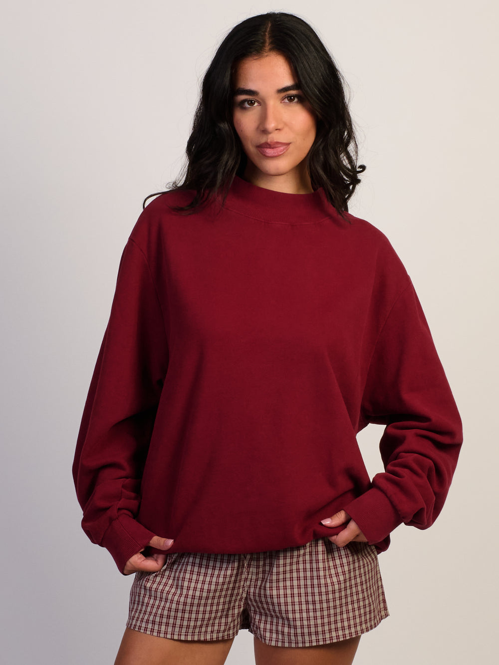 HARLOW MILES MOCKNECK - BURGUNDY