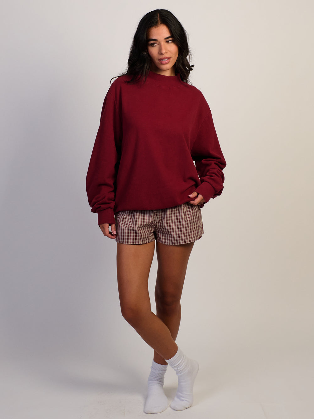 HARLOW MILES MOCKNECK - BURGUNDY