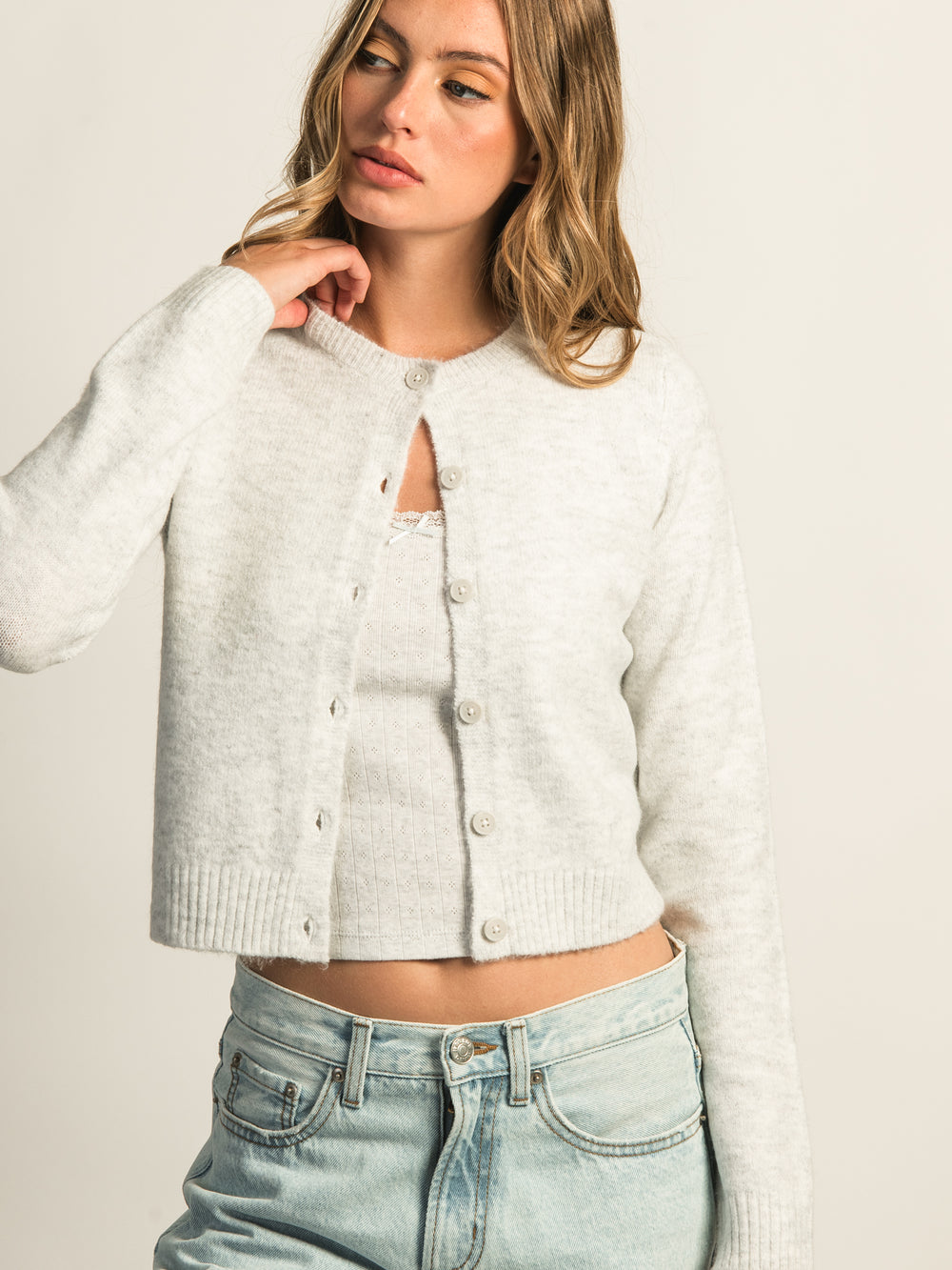 HARLOW COLLINS CARDIGAN - CLOUD