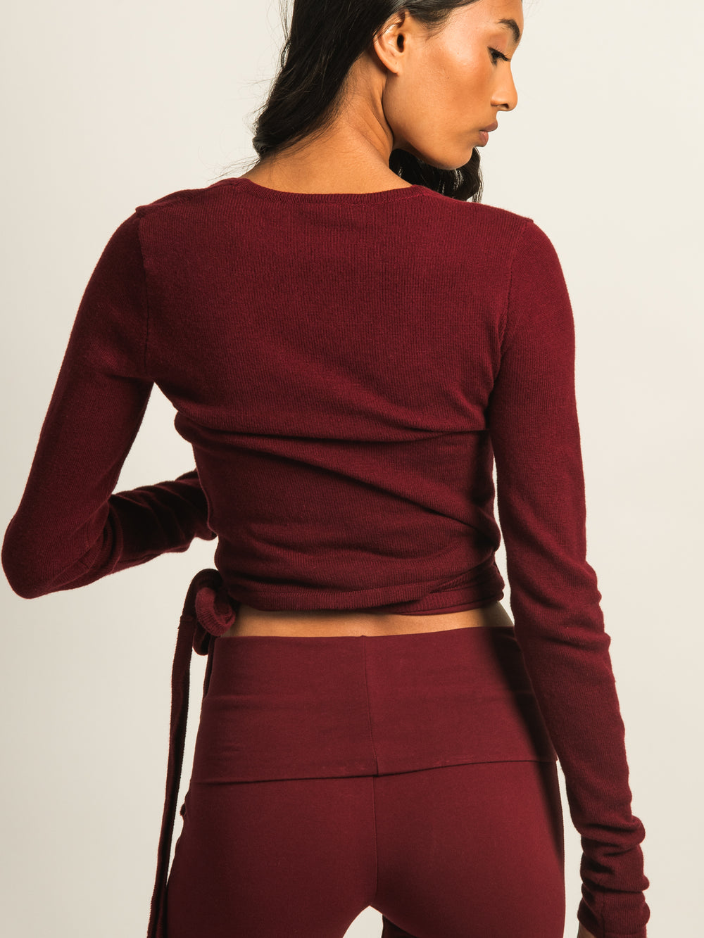HARLOW GIA WRAP SWEATER - BURGUNDY