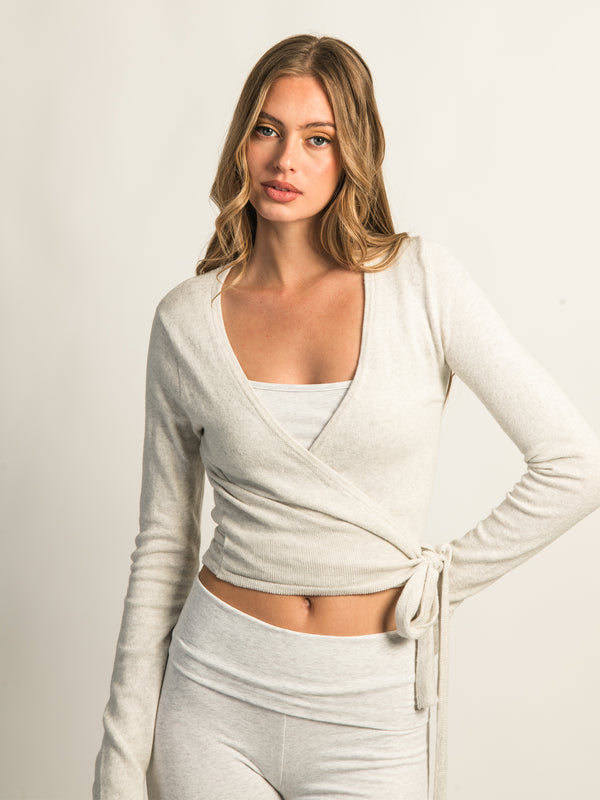 HARLOW GIA WRAP SWEATER MELANGE - CLOUD