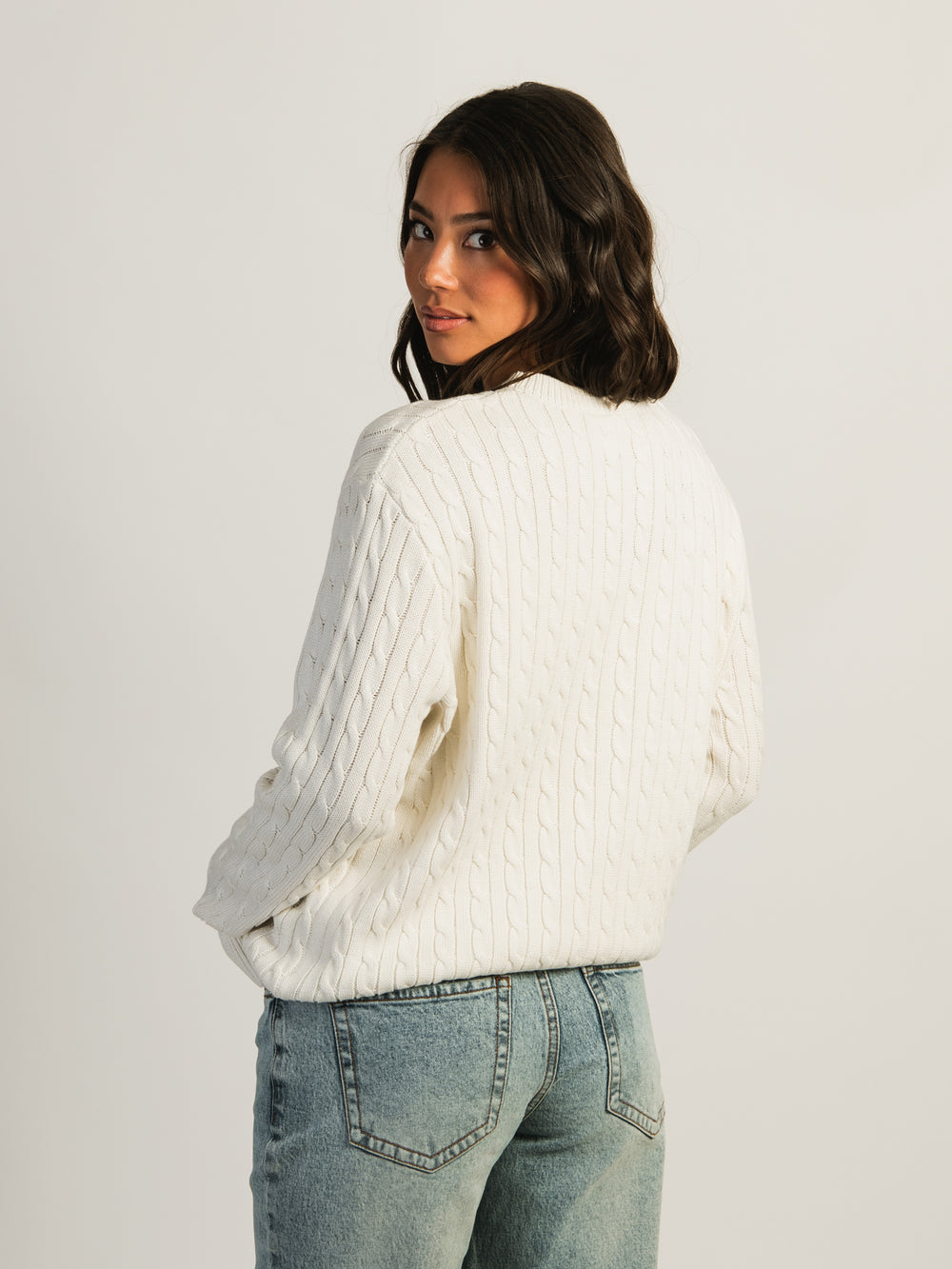 HARLOW MABLE CABLE KNIT SWEATER - OFF WHITE