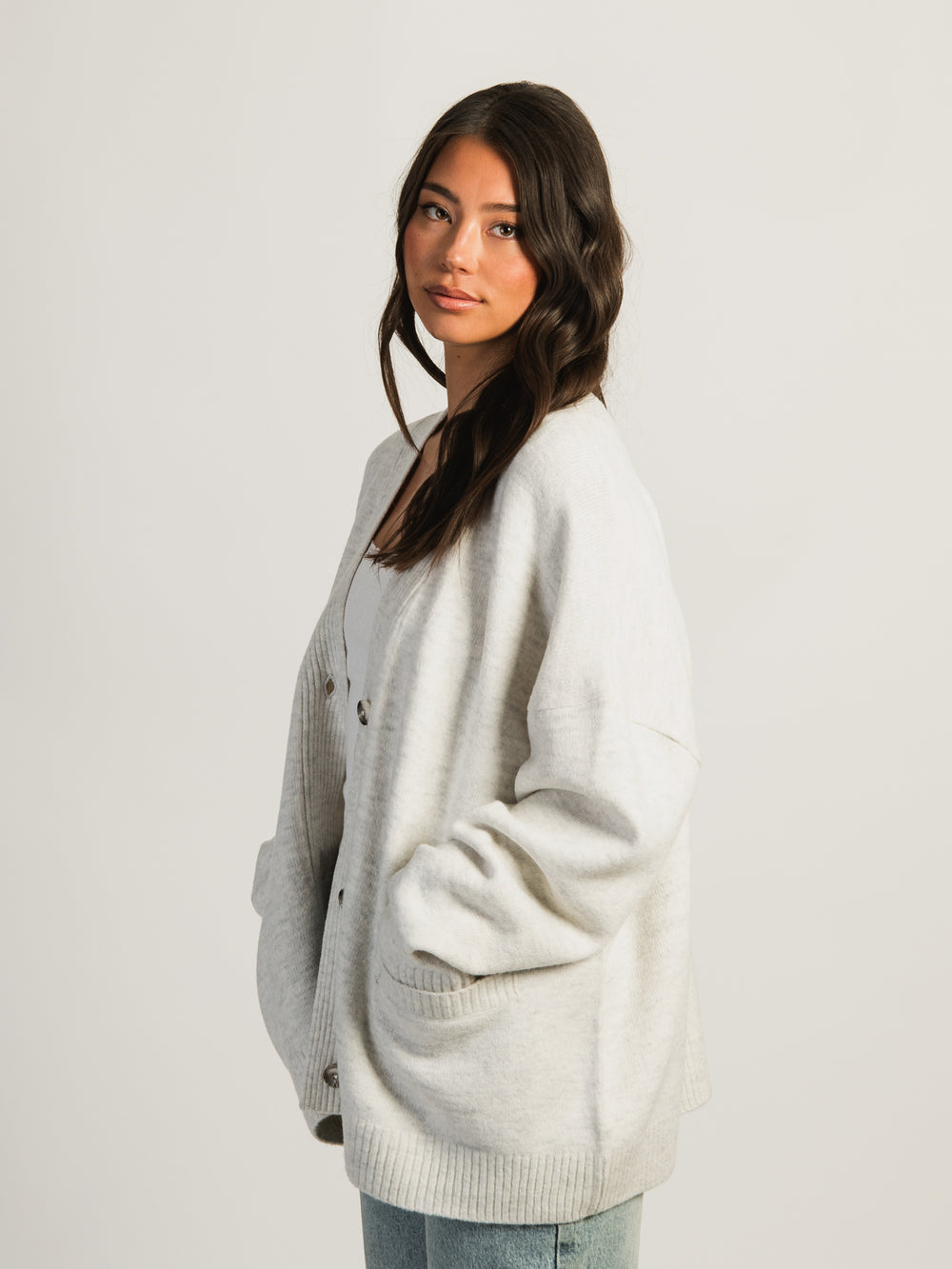 HARLOW HEATHER CARDIGAN - CLOUD